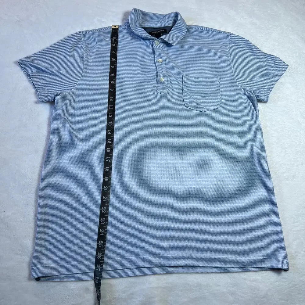 Banana Republic Men's Cotton Stripe Polo Shirt Size L Preppy Classic Casual